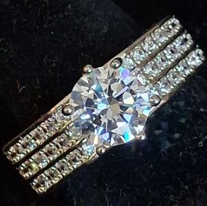 Elegant Sterling Silver Faux Diamond Women's Ring Size 9 3/4